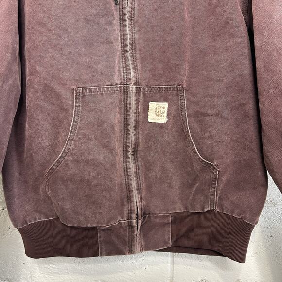 Vintage Carhartt Quilted Hooded Jacket “Burgundy/Wine” J06 - Picture 4 of 13